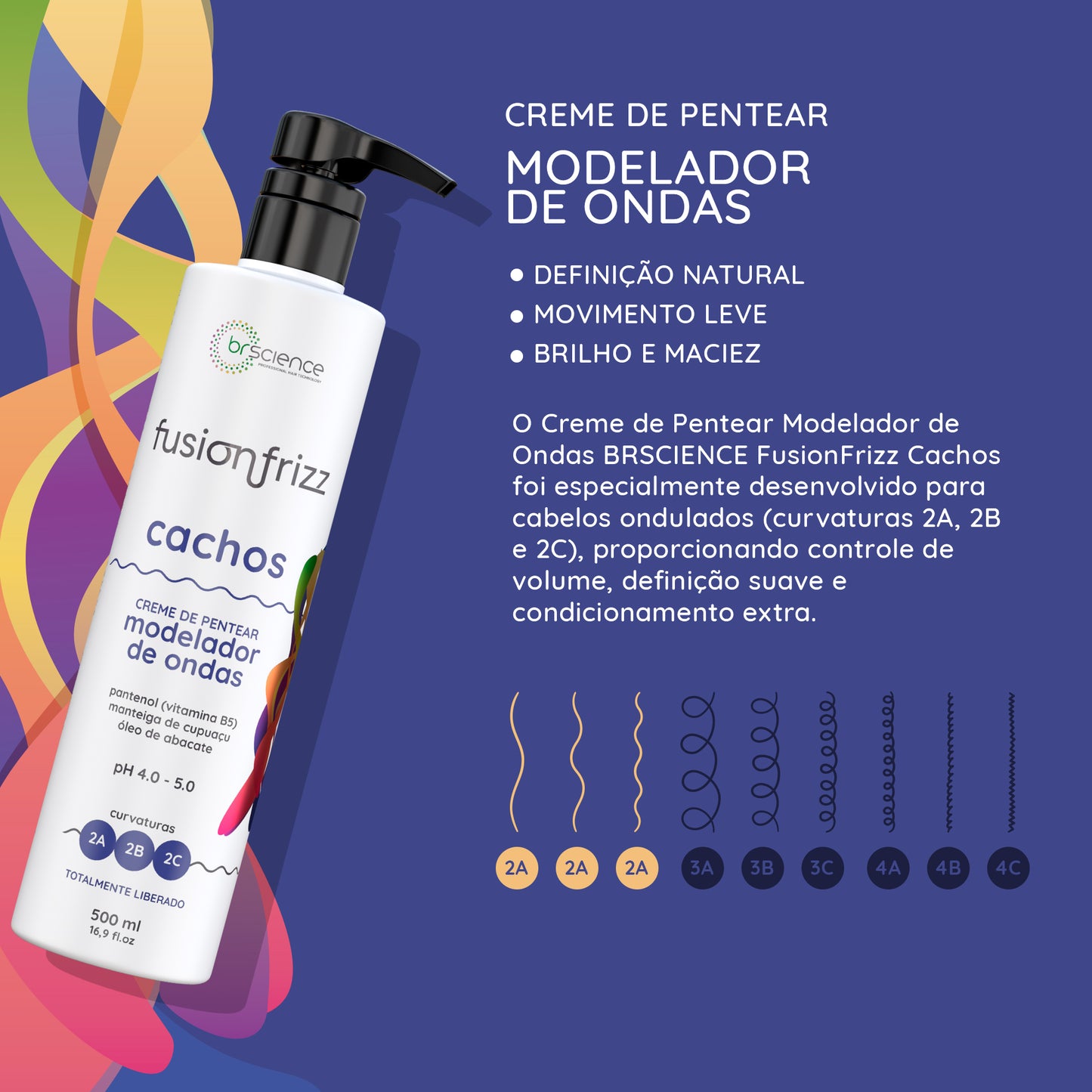 Fusionfrizz Cachos - Creme de Pentear Modelador de Ondas 500ml