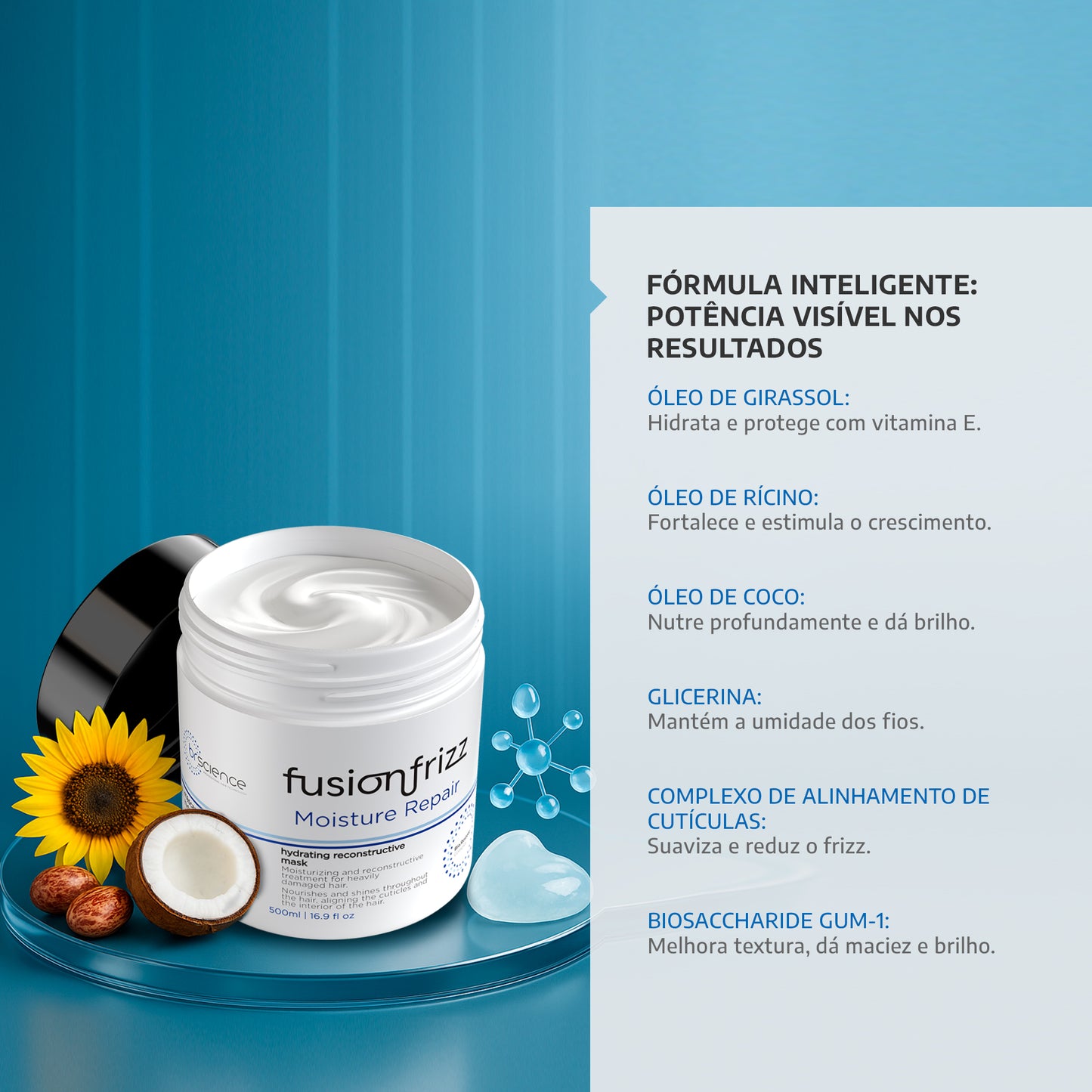 Máscara Reconstrutora Hidratante Fusion Frizz Moisture Repair 500ml