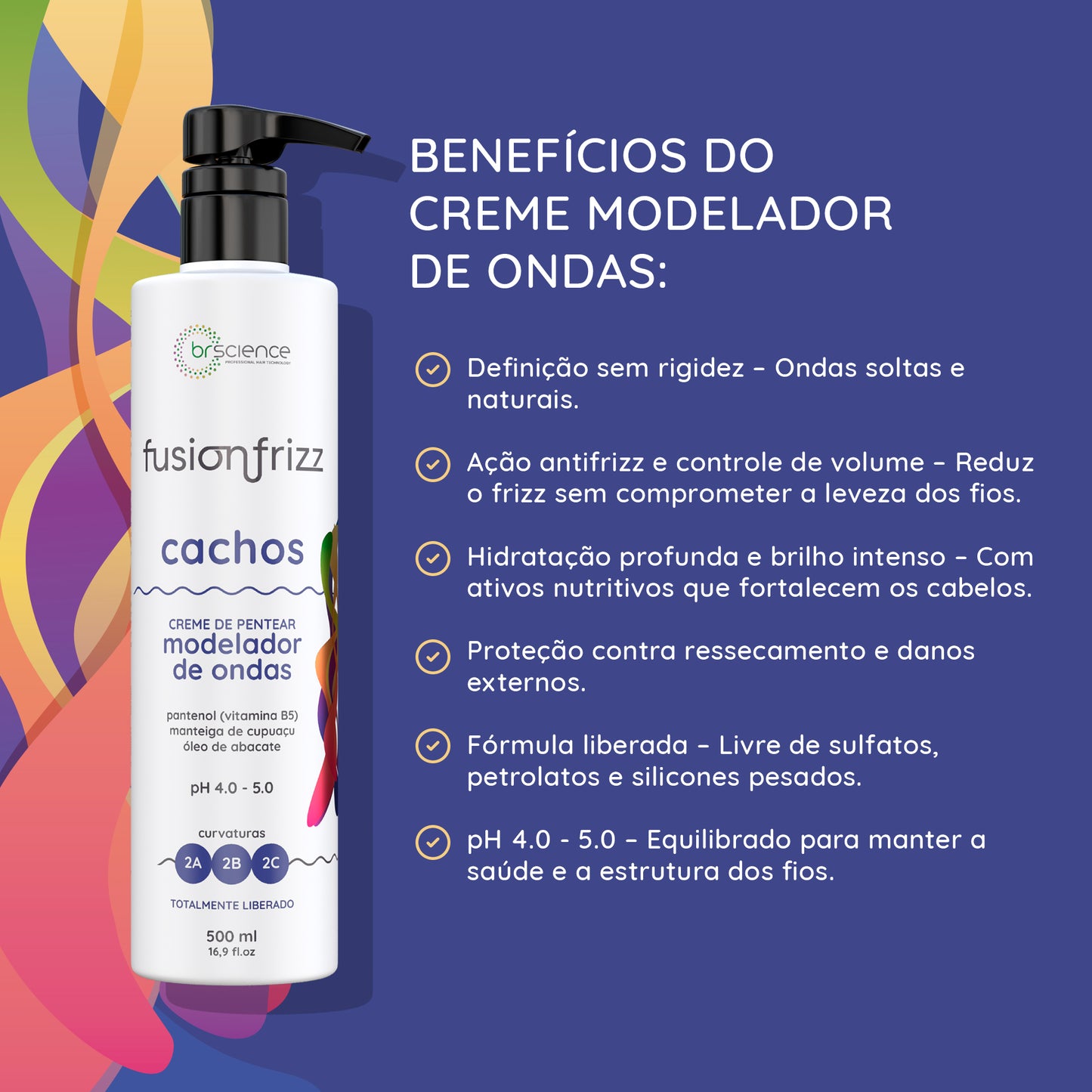 Fusionfrizz Cachos - Creme de Pentear Modelador de Ondas 500ml