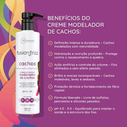 Fusionfrizz Cachos - Creme de Pentear Modelador de Cachos 500ml