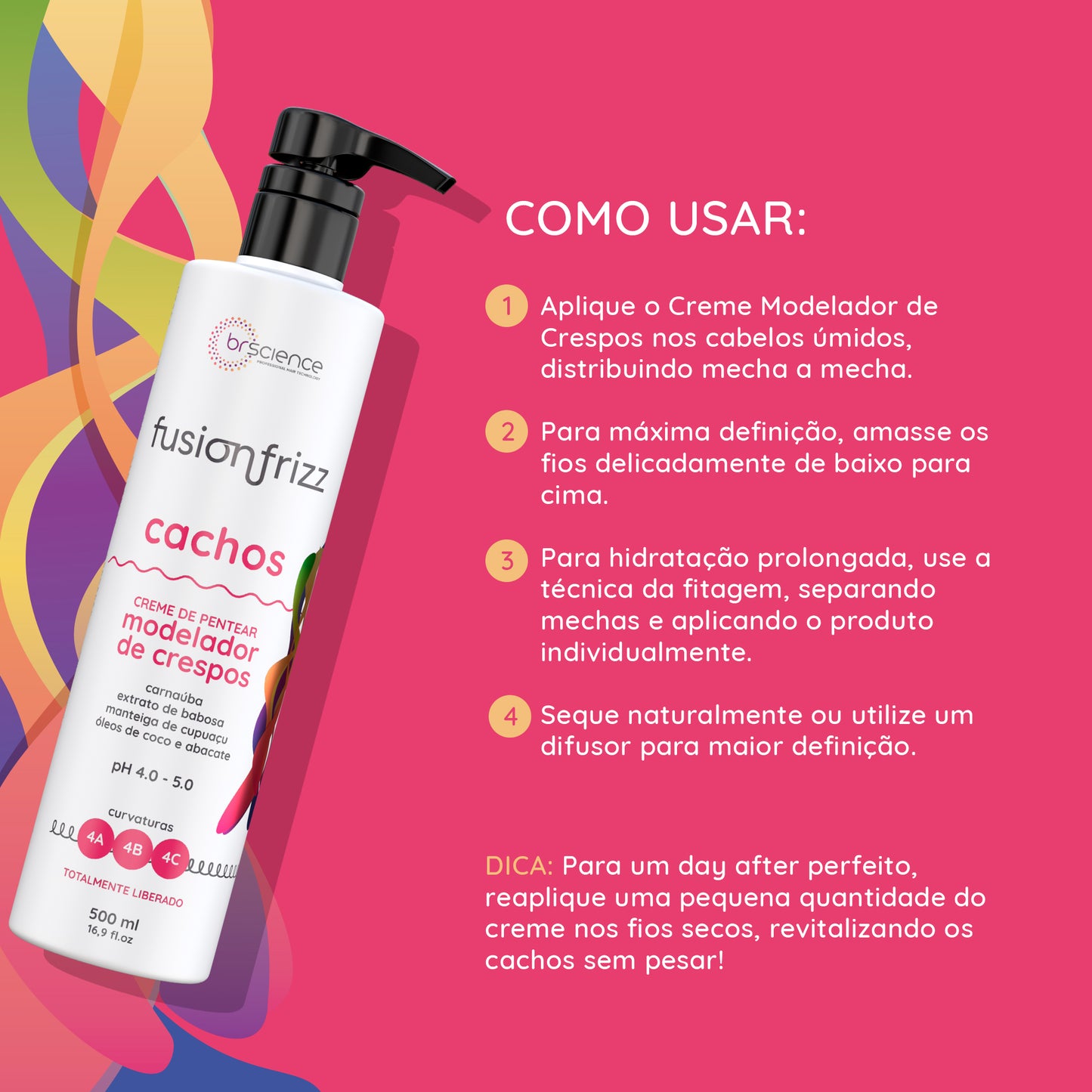 Fusionfrizz Cachos - Creme de Pentear Modelador de Crespos 500ml