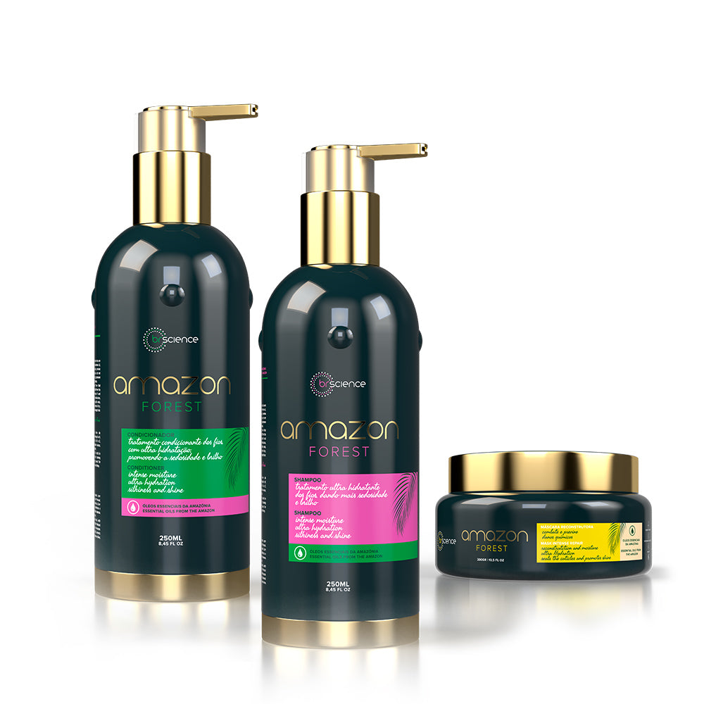 Amazon Forest - Kit de Reparação Completa - Shampoo + Condicionador + Máscara