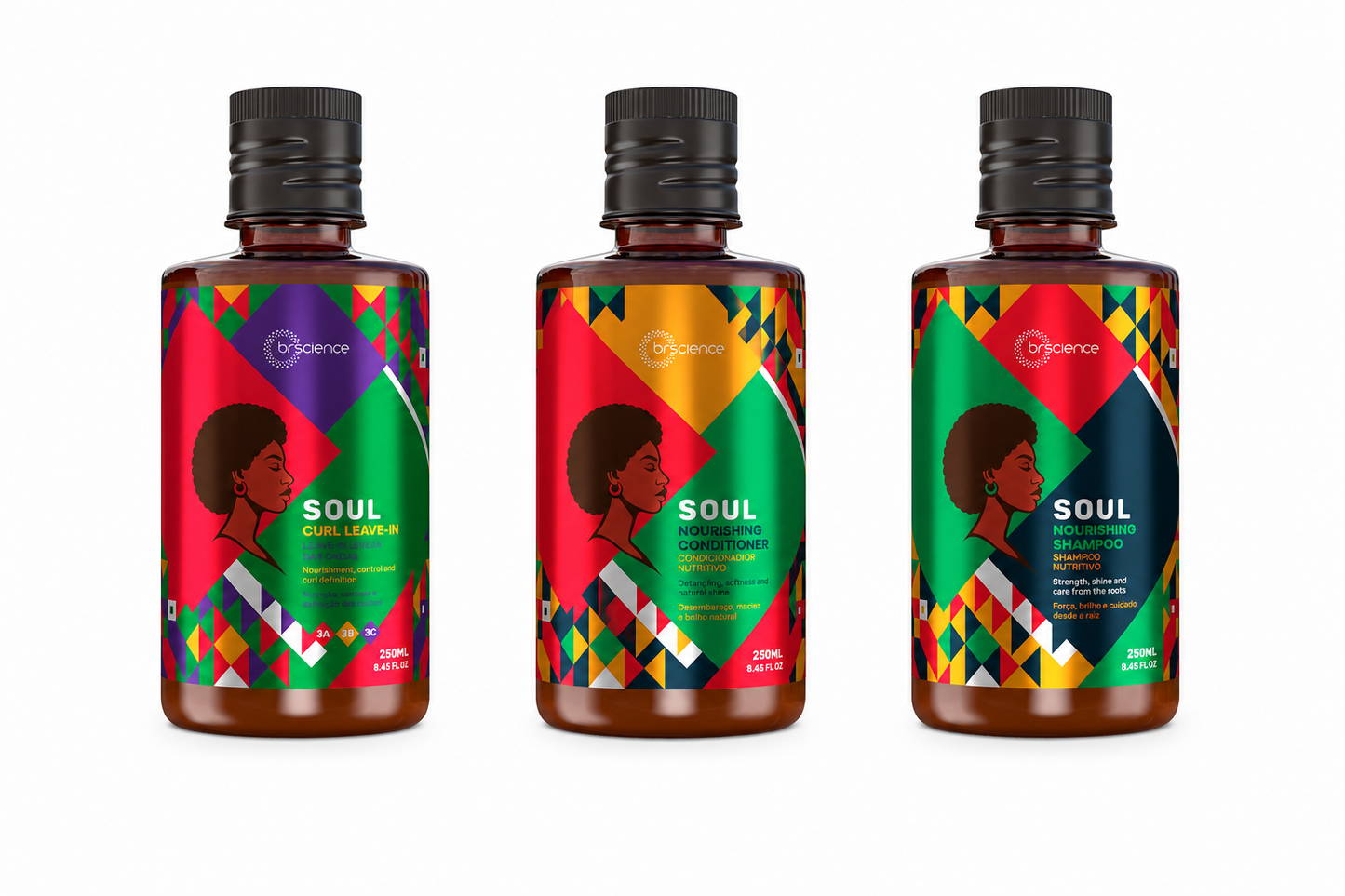 Kit Cachos Soul Shampoo + Condicionador + Modelador de cachos 3a 3b 3c