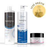 Kit Fusionfrizz - Escova Progressiva + Nutrição Completa com Bolsa Dourada Grátis