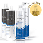 Kit Fusionfrizz - 2 Escova Progressiva + 2 Shampoo Cronograma com Bolsa Dourada Grátis