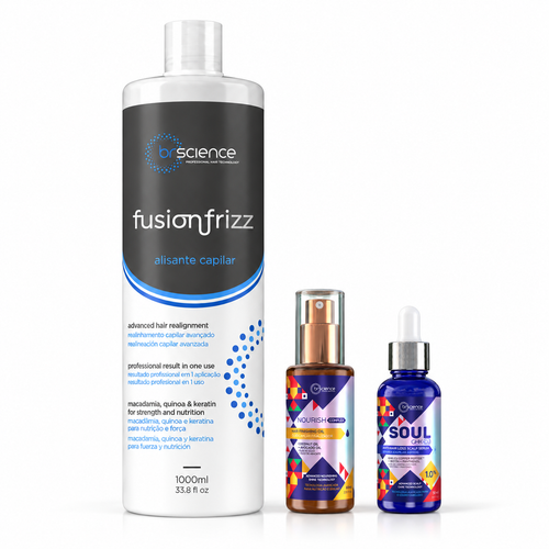 Kit Alisante Fusionfrizz 1 L + Óleo 60 ml + Sérum SOUL GHK-Cu 30 ml