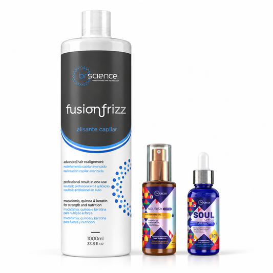 Kit Alisante Fusionfrizz 1 L + Óleo 60 ml + Sérum SOUL GHK-Cu 30 ml