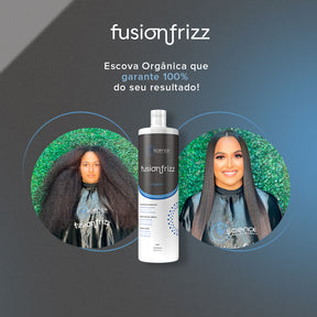 Kit Profissional Fusionfrizz - 3 Escovas Orgânicas + Shampoo Cronograma + Protetor Térmico