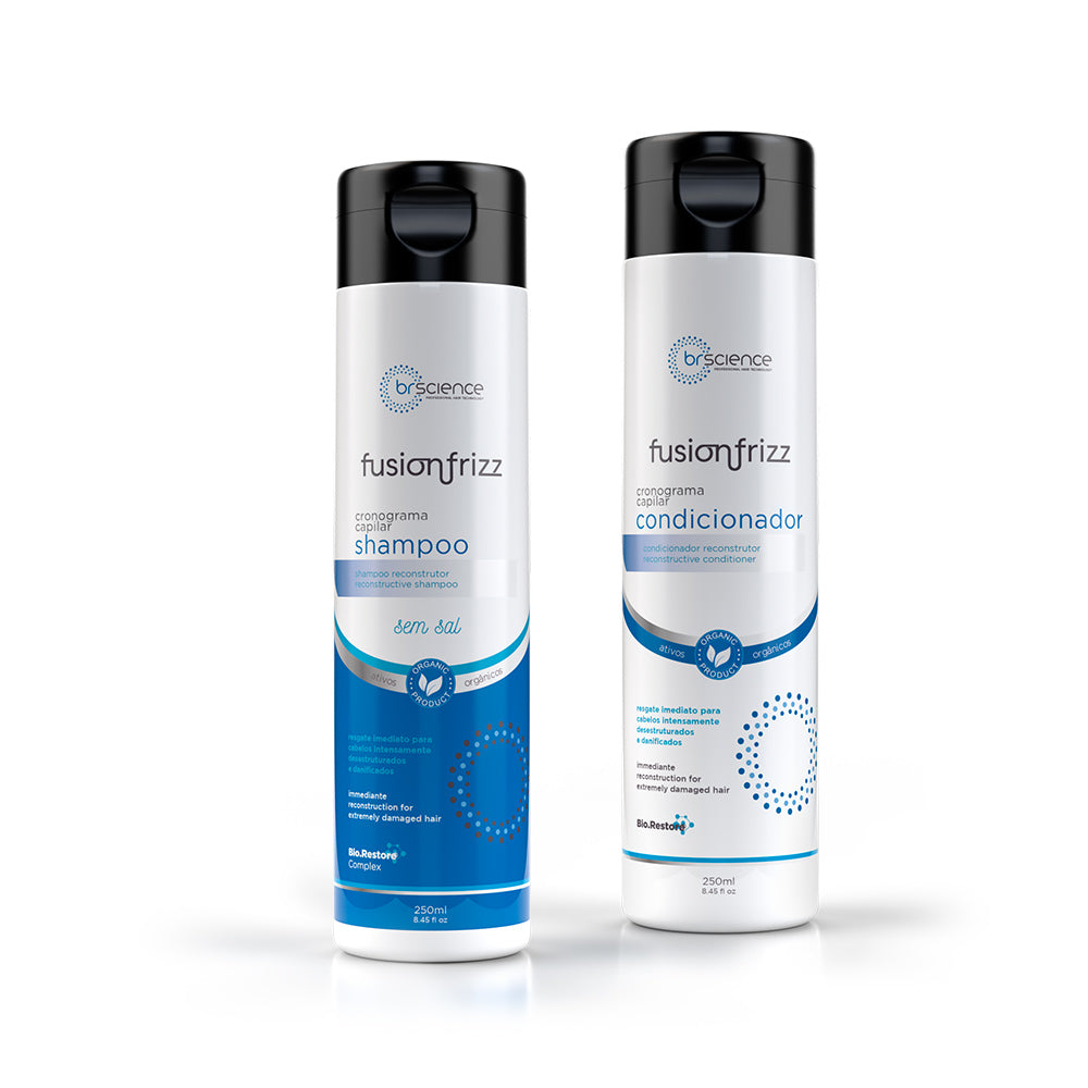 Fusionfrizz - Kit Cronograma Capilar - Shampoo e  Condicionador Reconstrutor 250ml