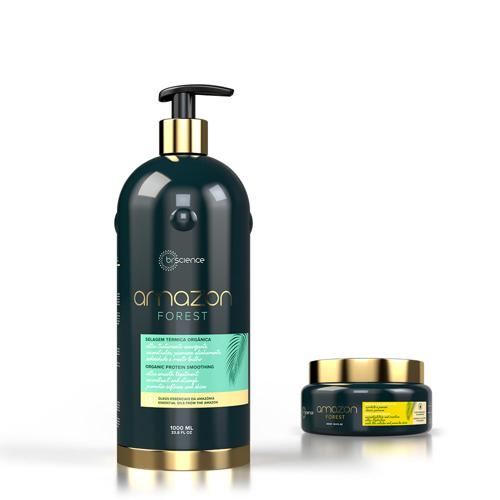 Kit Amazon Forest – Escova Orgânica + Máscara de Reconstrução 300g